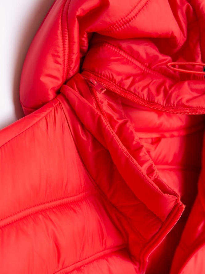 Pikowana kurtka męska z kapturem czerwona Acarf 603