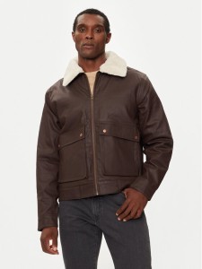 Wrangler Kurtka z imitacji skóry Aviator 112357277 Brązowy Regular Fit