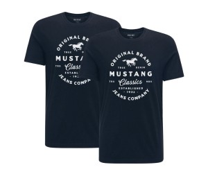 2PAK MUSTANG ALEX C PRINT MĘSKI T-SHIRT KOSZULKA LOGO TEE DARK SAPPHIRE 1015052 4136 GRANATOWY