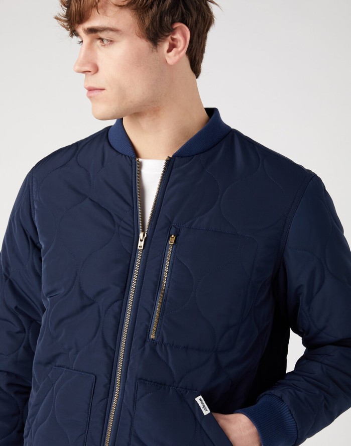 WRANGLER PADDED JACKET MESKA KURTKA PRZEJŚCIOWA JESIENNA CIEPŁA NAVY W40KWU114