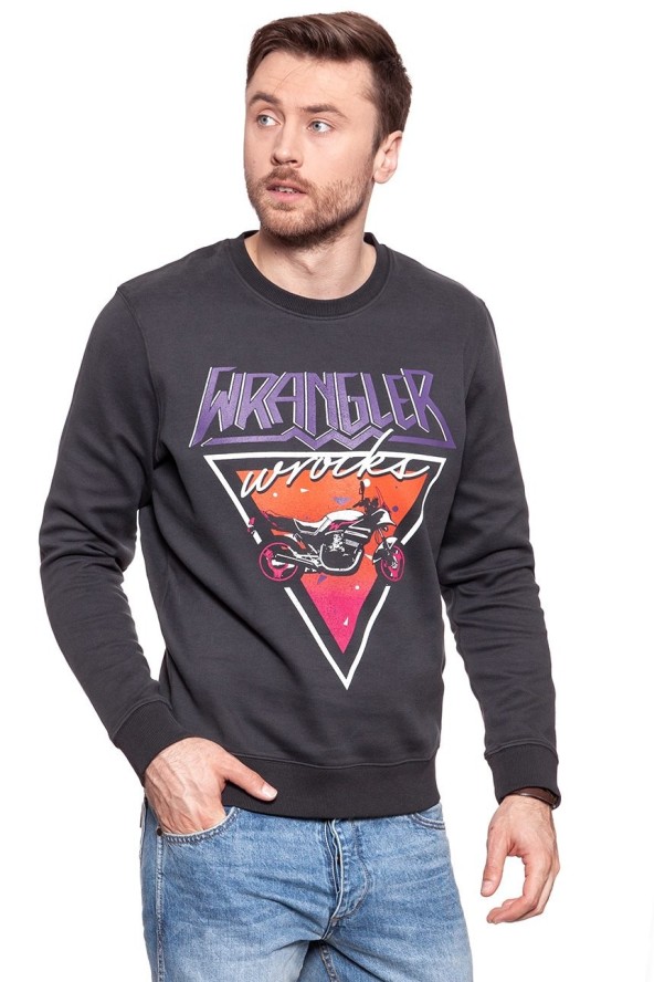 BLUZA WRANGLER MĘSKA CREW SWEAT FADED BLACK W6559IHV6