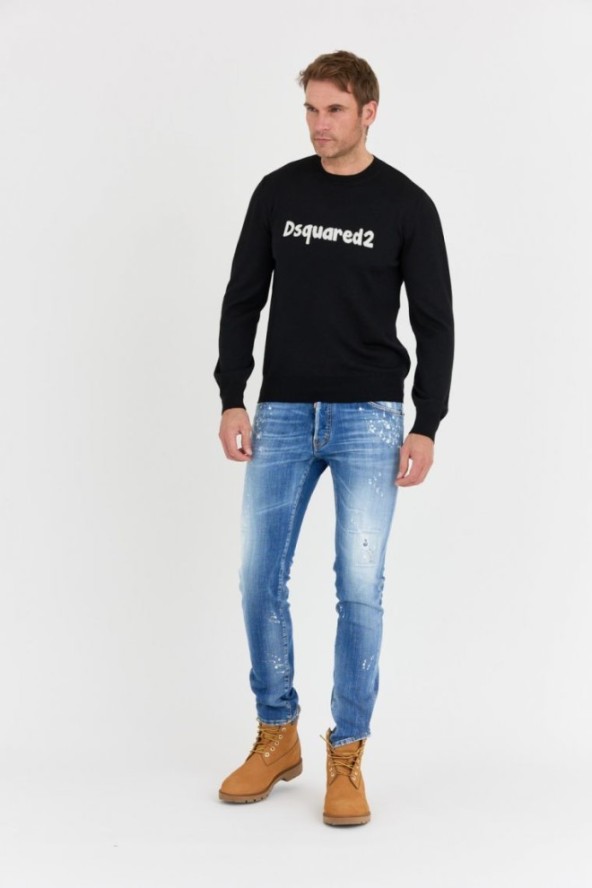 DSQUARED2 Czarny sweter męski cartoon pullover