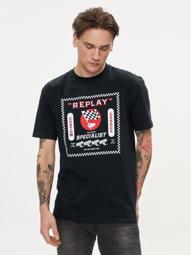 Replay T-Shirt M6649.000.2660 098 Czarny Regular Fit