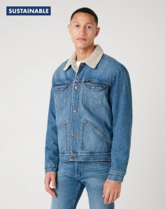 WRANGLER 124MJ SHERPA MĘSKA KURTKA JEANSOWA LOGO 3 YEARS W4MSUG10K