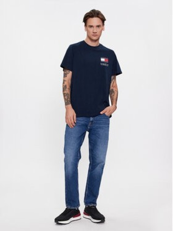 Tommy Jeans T-Shirt Essential Flag DM0DM18263 Granatowy Slim Fit