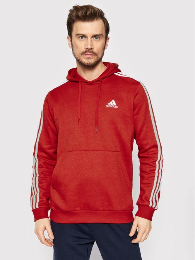 adidas Bluza Essentials Fleece 3-Stripes GU2523 Czerwony Regular Fit