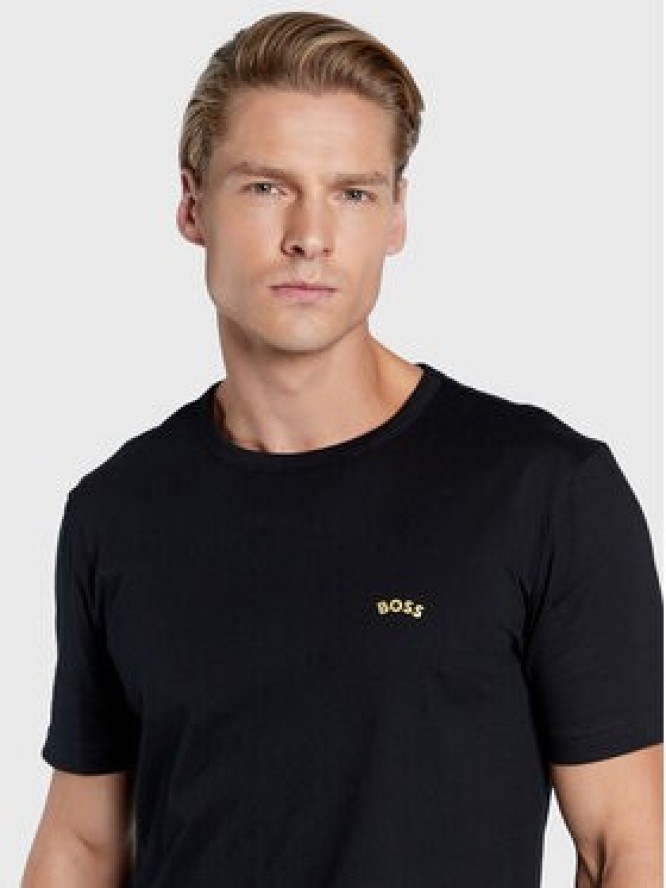 Boss T-Shirt Curved Logo 50469045 Czarny Regular Fit