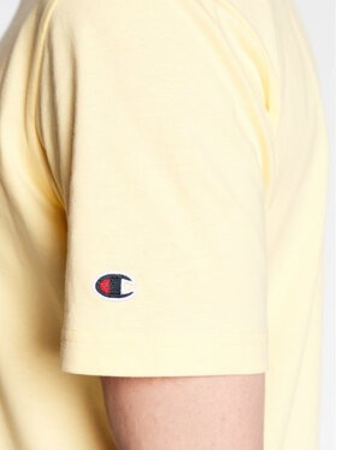 Champion T-Shirt Small Script Logo Embroidery 218006 Żółty Regular Fit