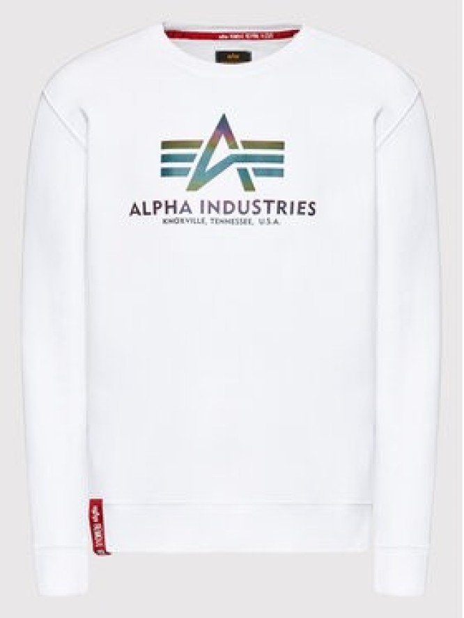 Alpha Industries Bluza Basic Rainbow Print 178302RR Biały Regular Fit