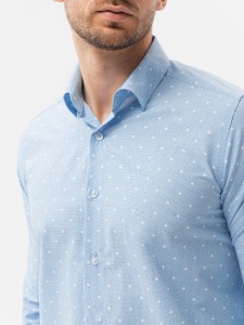 Koszula męska elegancka z długim rękawem - błękitna K463 - XXL