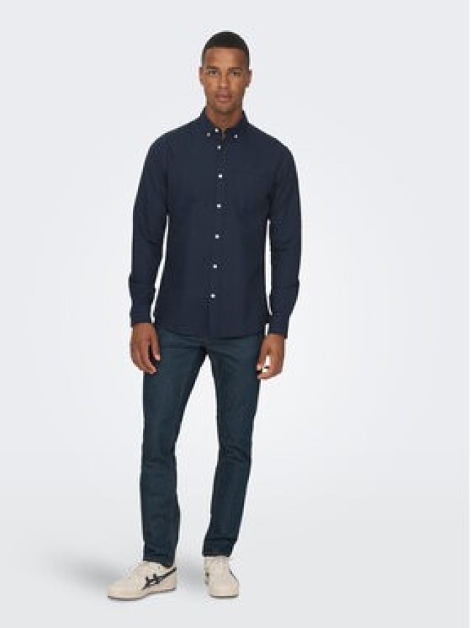 Only & Sons Koszula Alvaro 22006479 Granatowy Slim Fit