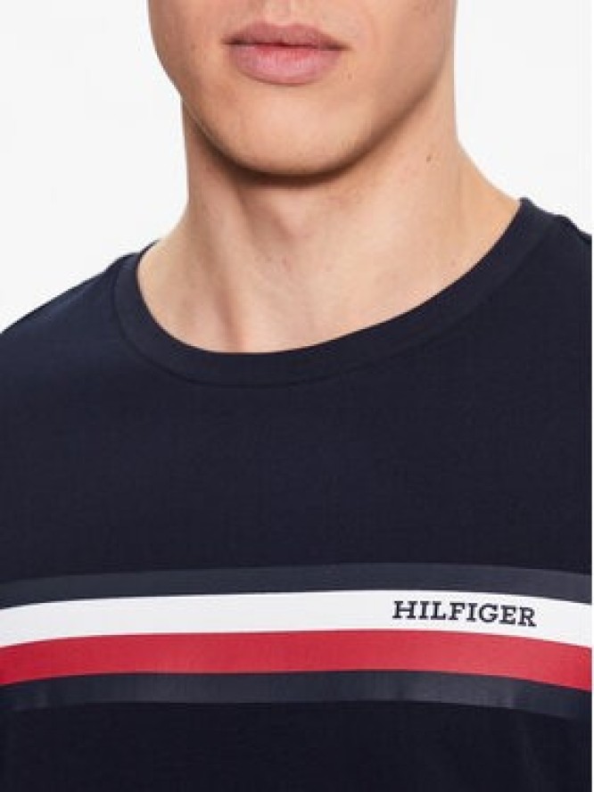 Tommy Hilfiger Longsleeve Monotype Chest Stripe MW0MW32366 Granatowy Slim Fit