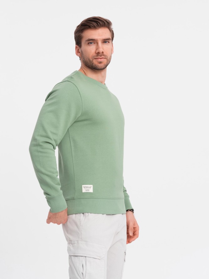Męska bluza dresowa BASIC z okrągłym dekoltem - zielona V3 OM-SSBN-0175 - XXL