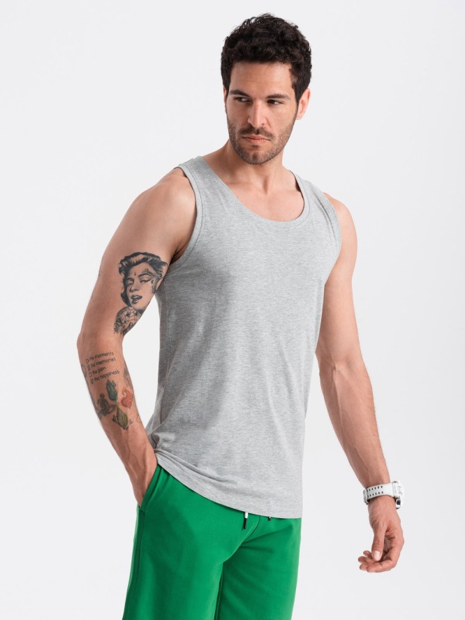 Męska bawełniana koszulka tank top BASIC – szary melanż V2 OM-TSBT-0192 - XXL