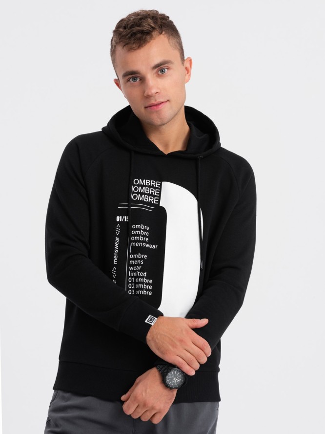 Bluza męska HOODIE z nadrukiem - czarna V3 OM-SSPS-0152 - XXL