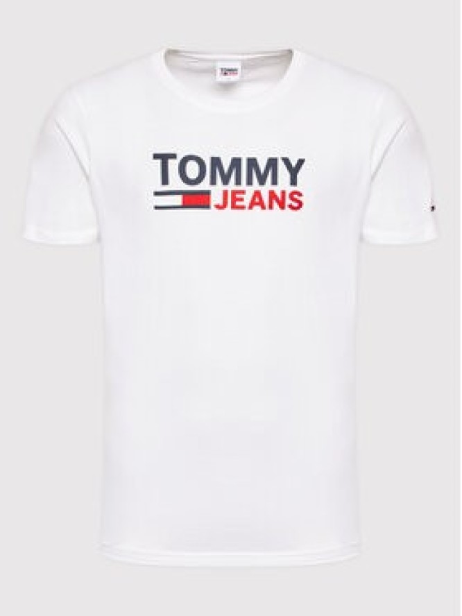 Tommy Jeans T-Shirt Corp Logo DM0DM15379 Biały Regular Fit