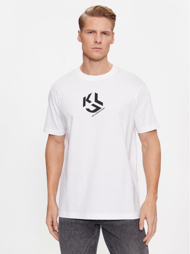 KARL LAGERFELD T-Shirt Klj Regular Monogram Sslv Tee 236D1704 Biały Regular Fit