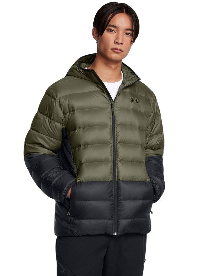 Kurtka puchowa z wypełnieniem naturalnym męska Under Armour Legend Down Hooded Jacket - khaki