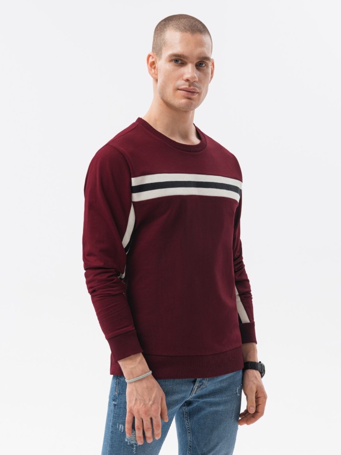 Bluza męska z lampasem - burgundowa V5 B1279 - XL