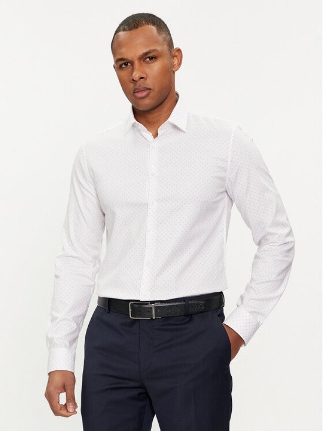 Calvin Klein Koszula Micro Dot K10K112884 Biały Slim Fit