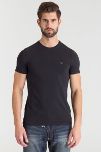 Czarny t-shirt Emporio Armani z aplikacją marki