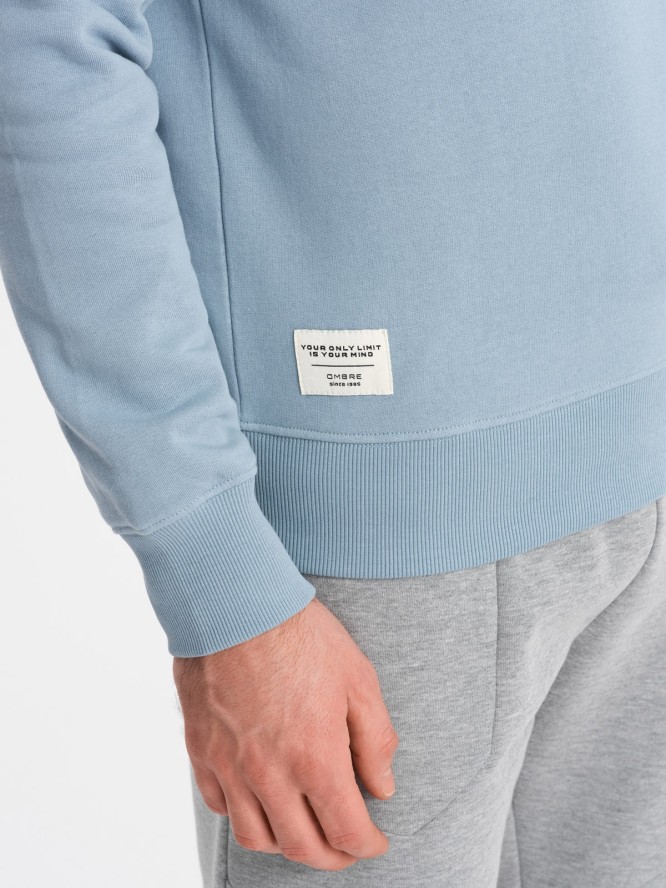 Bluza męska dresowa BASIC z okrągłym dekoltem - niebieska V7 OM-SSBN-0175 - XL