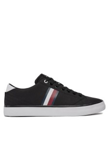 Tommy Hilfiger Sneakersy Th Hi Vulc Low Stripes Mesh FM0FM04946 Czarny