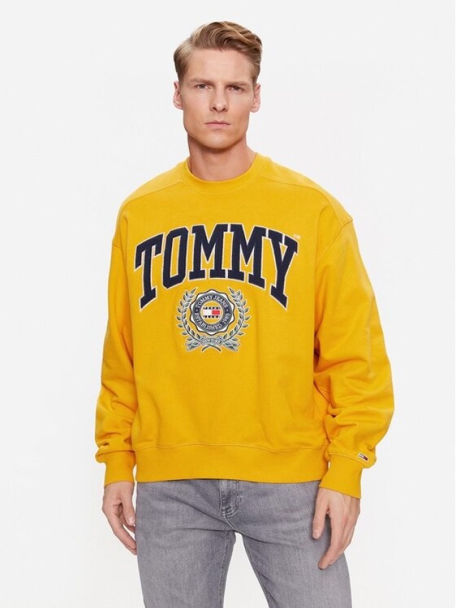 Tommy Jeans Bluza College Graphic DM0DM16804 Żółty Boxy Fit