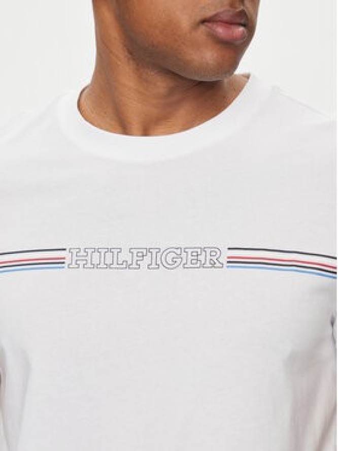Tommy Hilfiger T-Shirt Stripe Chest MW0MW34428 Biały Slim Fit