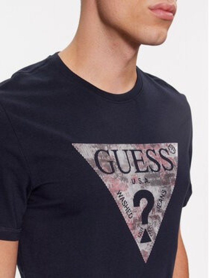 Guess T-Shirt M4RI29 J1314 Granatowy Slim Fit