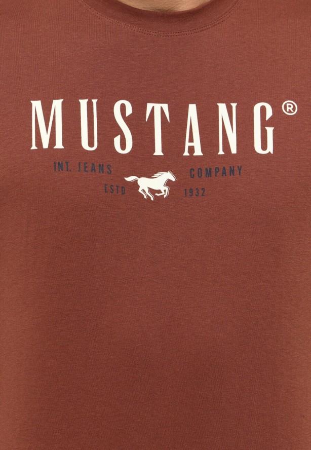 Męski T-shirt KOSZULKA NADRUK LOGO MUSTANG Austin Cinnamon 1015829 3238