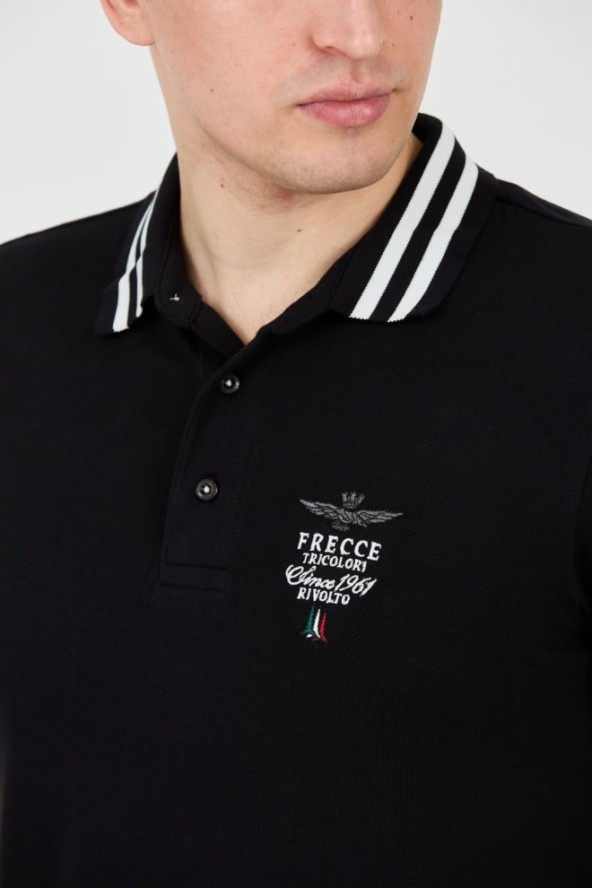 AERONAUTICA MILITARE Czarne polo Short Sleeve