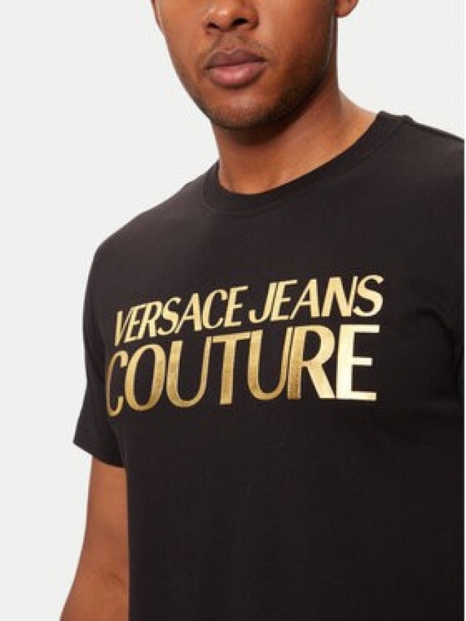 Versace Jeans Couture T-Shirt 77GAHT05 Czarny Regular Fit