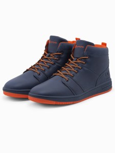 Buty męskie ocieplane sneakersy za kostkę - granatowe V3 OM-FOSH-0123 - 44