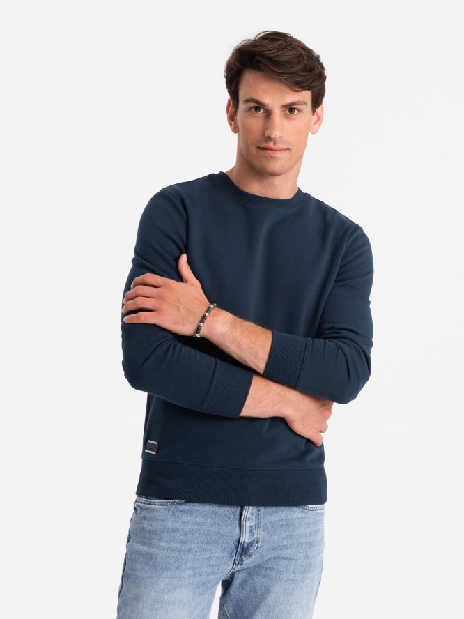 Męska nierozpinana bluza dresowa BASIC – granatowa V1 OM-SSBN-0159 - XXL