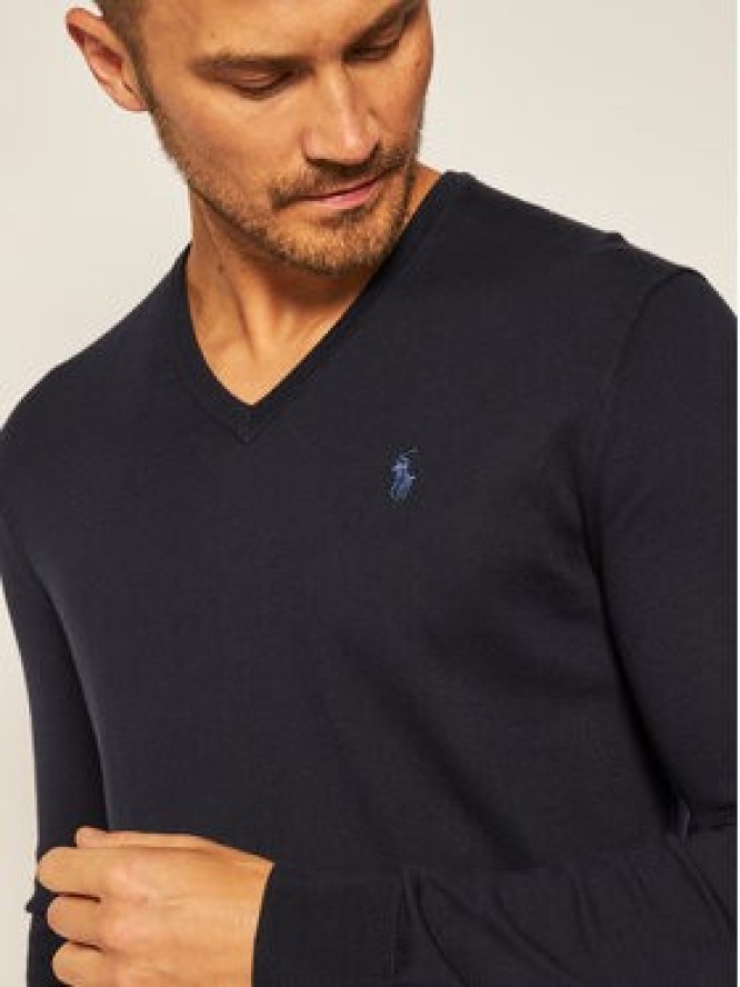 Polo Ralph Lauren Sweter Ls Sf Vn Pp 710670789004 Granatowy Slim Fit