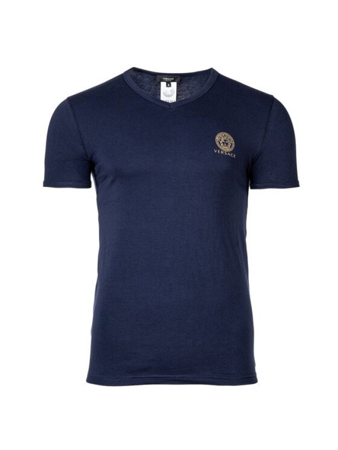 Versace T-Shirt AUU01004 1A1001 Granatowy Regular Fit