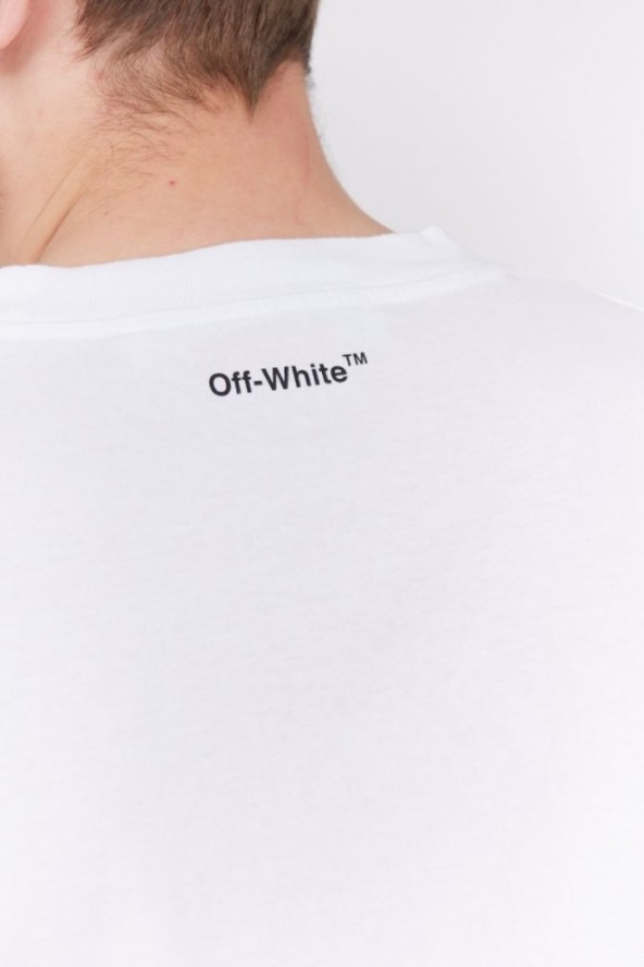 OFF-WHITE Biały t-shirt męski z nadrukiem mona lisy