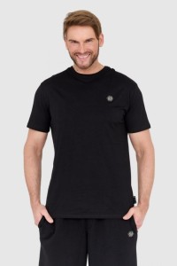 PHILIPP PLEIN Czarny t-shirt z wężem na plecach z dżetów