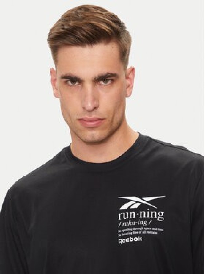 Reebok T-Shirt Run Graphic 100075314 Czarny Relaxed Fit