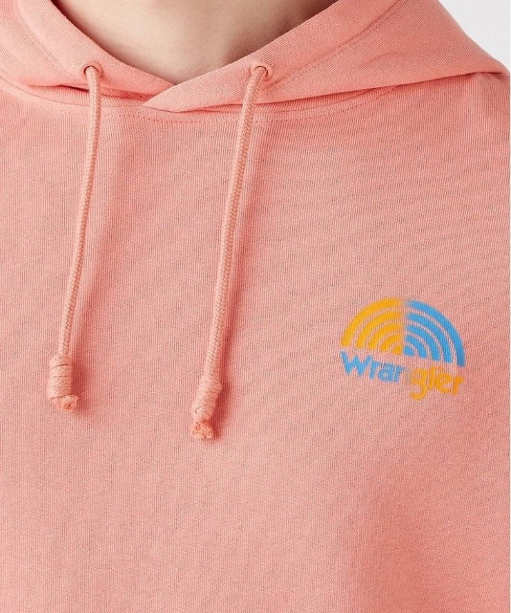 WRANGLER RAINBOW HOODIE MĘSKA BLUZA Z KAPTUREM LOGO SPICED CORAL W6H8HAX6Y