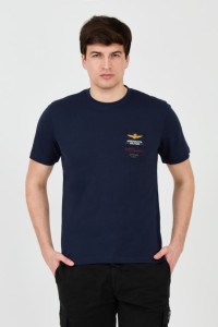 AERONAUTICA MILITARE Granatowy t-shirt Short Sleeve