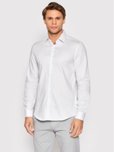 Calvin Klein Koszula Structure Easy Care K10K109168 Biały Slim Fit