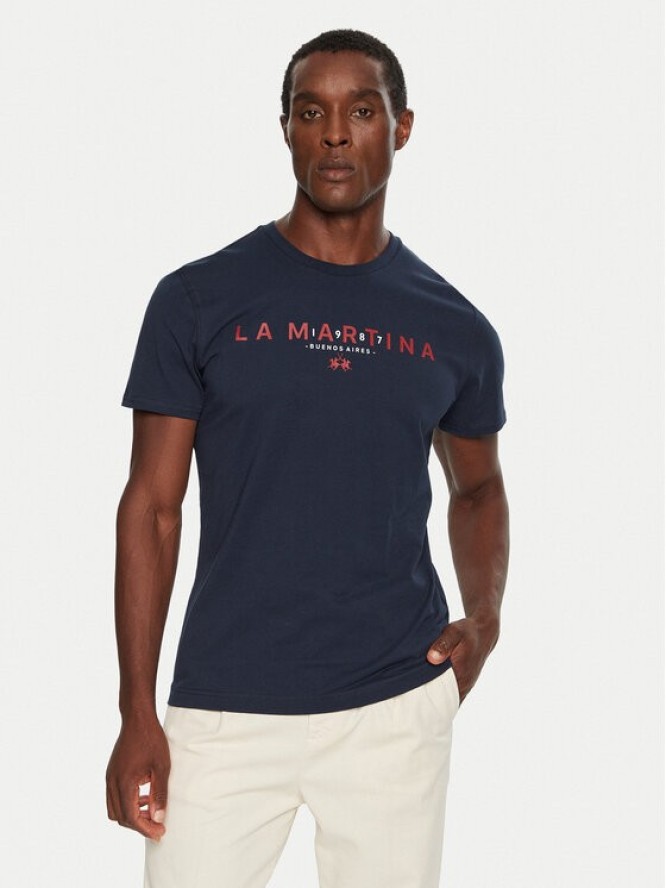 La Martina T-Shirt ZMR007 JS206 Granatowy Regular Fit