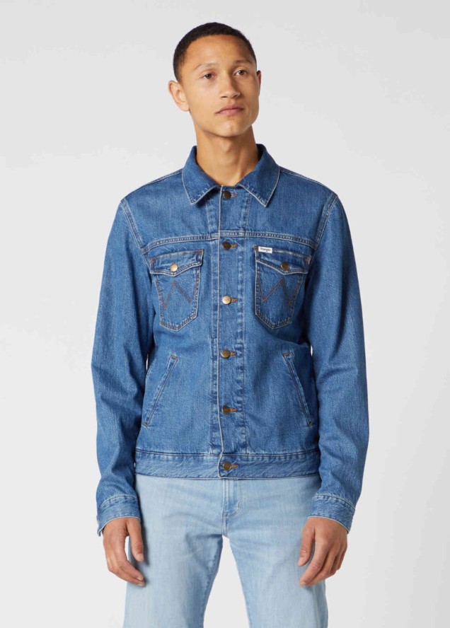 WRANGLER REGULAR JACKET MĘSKA KURTKA JEANSOWA BORA BLUE W443Q318F