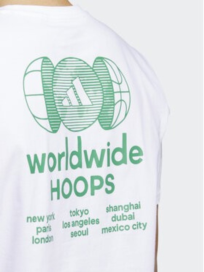 adidas T-Shirt Worldwide Hoops City Basketball Graphic T-Shirt IC1872 Biały Loose Fit