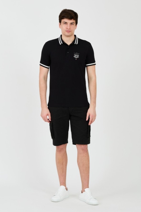 AERONAUTICA MILITARE Czarne polo Short Sleeve