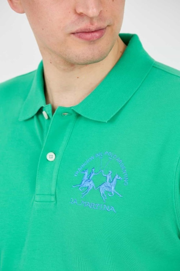 LA MARTINA Zielone polo z dużym logo