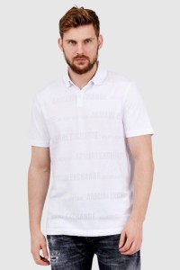 ARMANI EXCHANGE Biała męska koszulka polo w logo