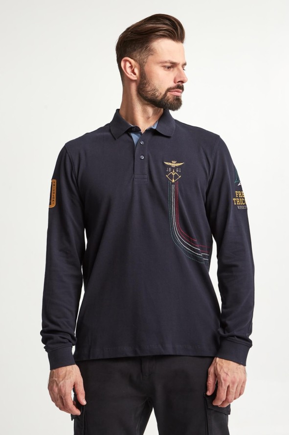 Longsleeve Polo męski AERONAUTICA MILITARE